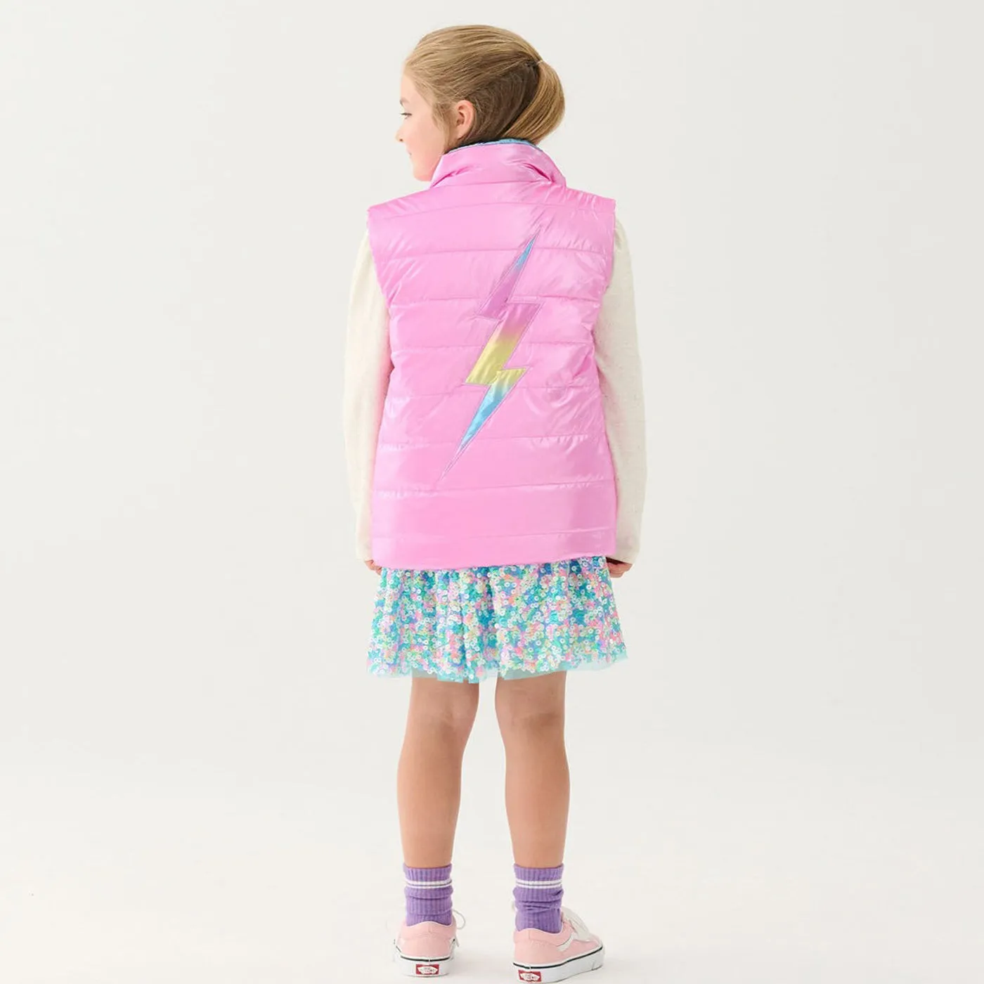 Girls Rainbow Shine Reversible Quilted Vest
